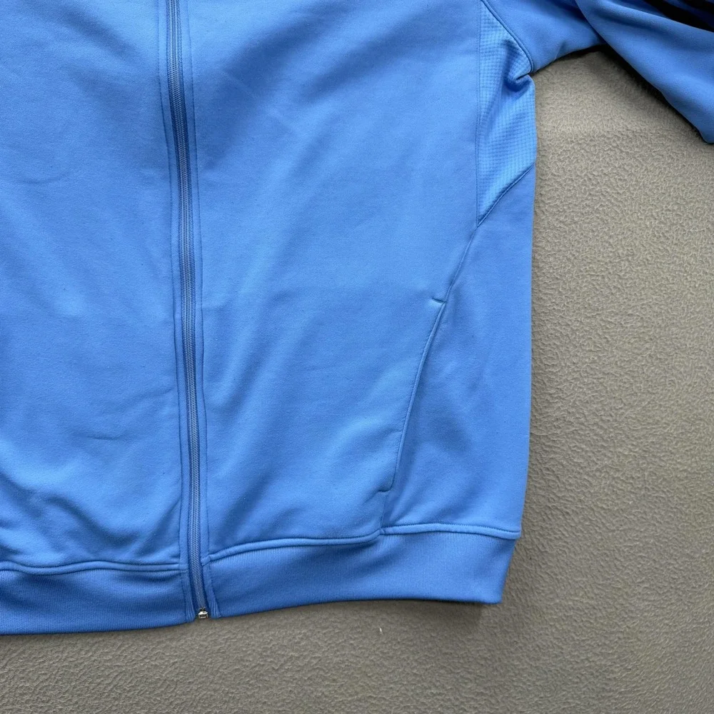 Adidas Track Jacket Mens 2XL Blue 3-Stripes Full Zip Stand Collar Athletic